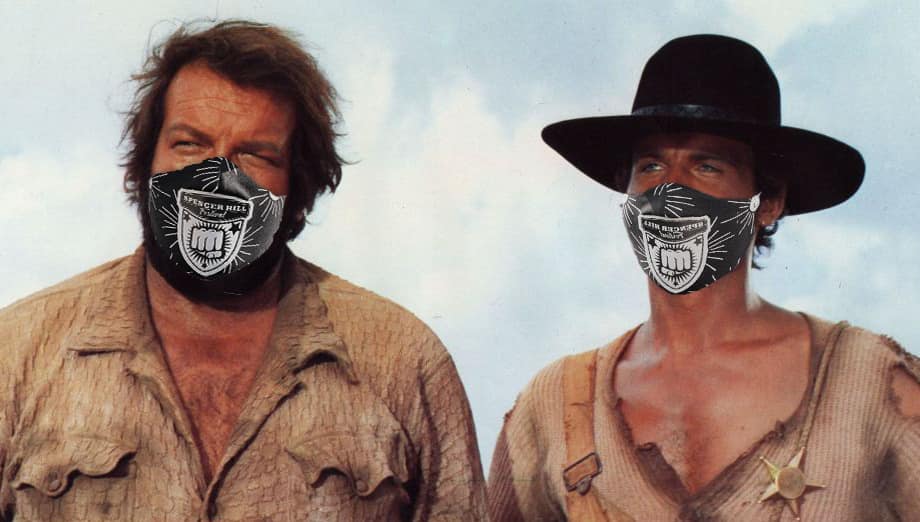 Bud Spencer und Terence Hill tragen Masken